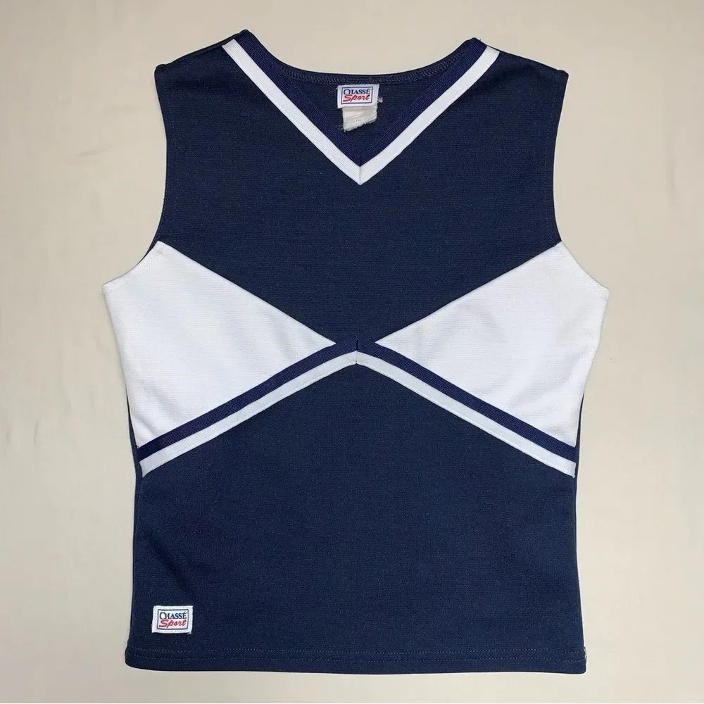 Cheerleader Costumer Girl’s Large 6-9Halloween Play Dress Up Navy Blue White Pep